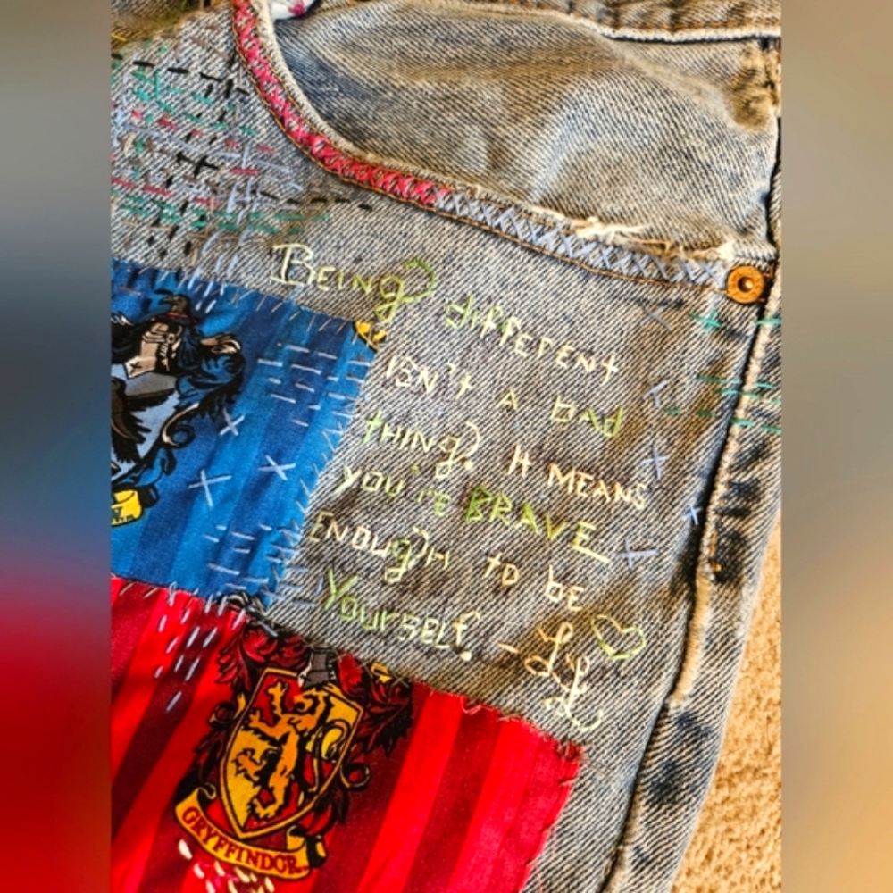 Distresses LEVIS Harry Potter Patched Embroidered ONE OF A KIND!